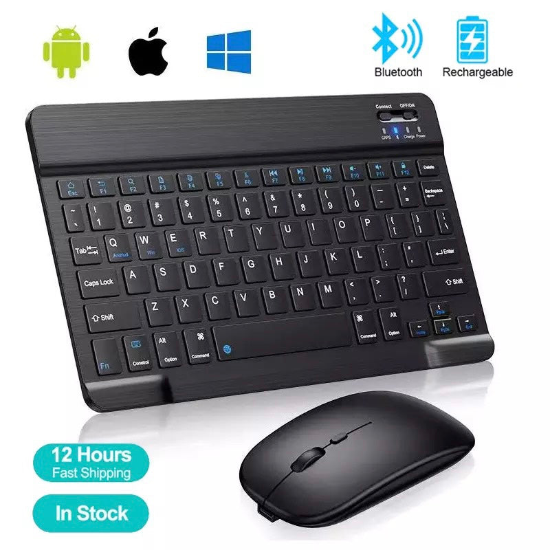 Custom ABS Slim RGB Backlit Wireless Keyboard & Mouse Combo | Rechargeable Bluetooth & 2.4GHz Dual Mode | Silent Keys | For Laptop, PC & Tablet