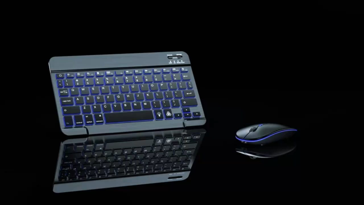 Custom ABS Slim RGB Backlit Wireless Keyboard & Mouse Combo | Rechargeable Bluetooth & 2.4GHz Dual Mode | Silent Keys | For Laptop, PC & Tablet